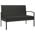 vidaXL Záhradná lavička s vankúšmi čierna 105 cm polyratan