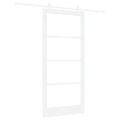 vidaXL Posuvné dvere 93 x 202 cm Masívne borovicové drevo a sklo Biela