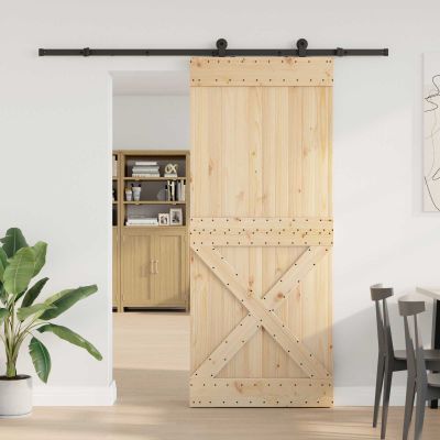 vidaXL Posuvné dvere NARVIK Prírodná a čierna 95 x 210 cm (213,5 cm)