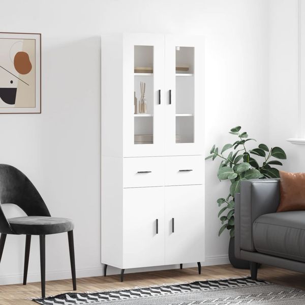 vidaXL Vysoká skrinka biela 69,5x34x180 cm spracované drevo
