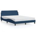 vidaXL Rám postele s čelom Dover modrý 140x190 cm látka