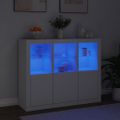 vidaXL Komody s LED svetlami 3 ks biele kompozitné drevo