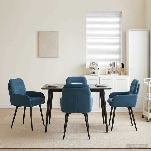 vidaXL Jedálenské stoličky 4 ks Zamat Modrá 59 x 59,5 x 90 cm