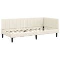 vidaXL Rohový rám postele s čelnou doskou Krémová 90 cm x 190 cm Zamat