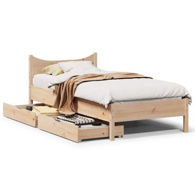 vidaXL Posteľný rám so zásuvkami 75x190 cm masívna borovica