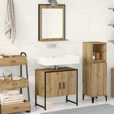 vidaXL Sada kúpeľňového nábytku Nástenný 2 pcs Hnedá Kompozitné drevo