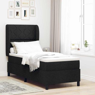 vidaXL Posteľ s pružinovým rámom Čierna 80 x 200 cm látka