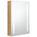 vidaXL LED kúpeľňová zrkadlová skrinka biela a farba dubu 50x13x70 cm