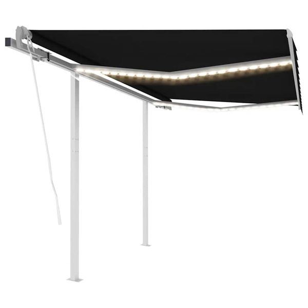 vidaXL Automatická markíza, LED a senzor vetra 3,5x2,5 m, antracitová