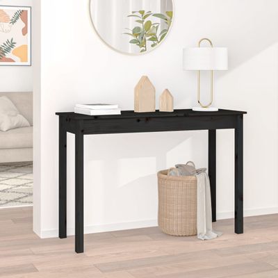 vidaXL Konzolový stolík čierny 110x40x75 cm masívne borovicové drevo