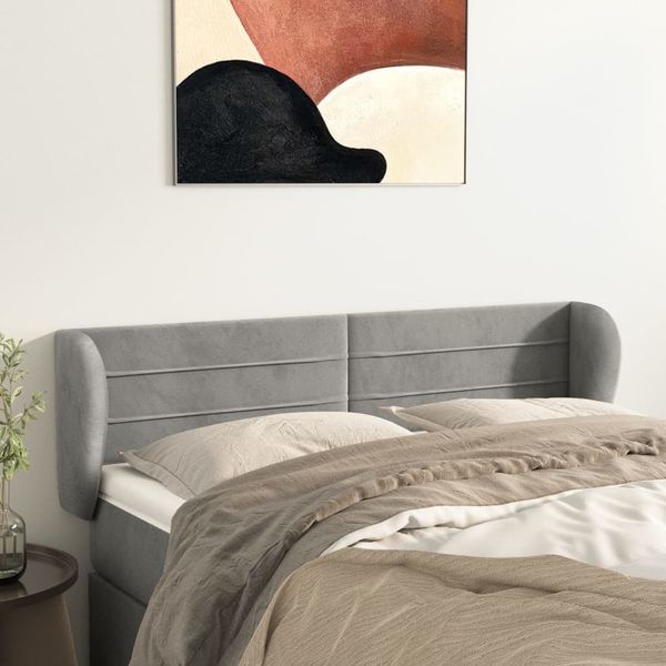 vidaXL Čelo postele so záhybmi bledosivé 147x23x78/88 cm zamat