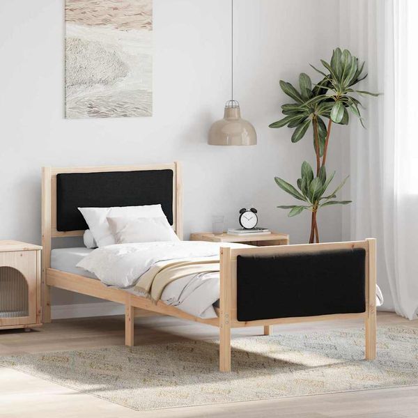 vidaXL Rám postele s čelnou doskou Čierna 75 x 190 cm látka