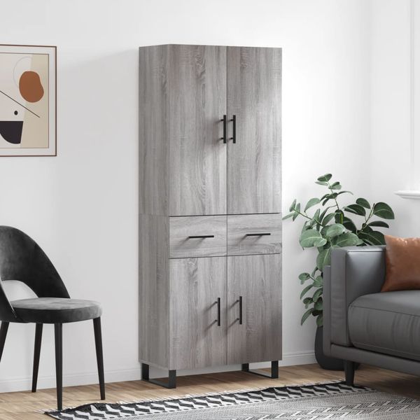 vidaXL Vysoká skrinka sivý dub sonoma 69,5x34x180 cm spracované drevo