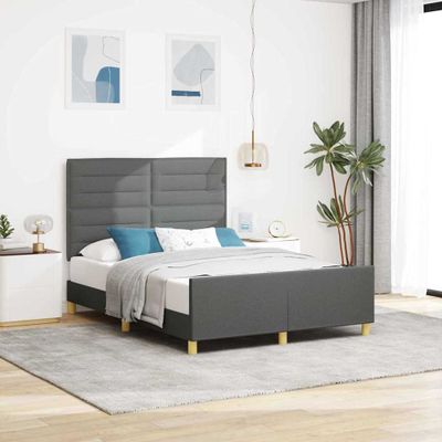 vidaXL Rám postele s čelnou doskou Tmavo šedá 160 x 200 cm látka