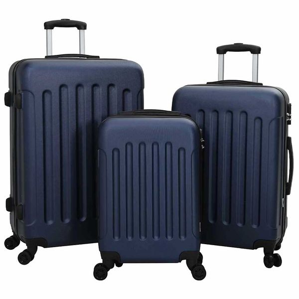 vidaXL Kufor so zámkom 3 pcs Tmavomodrá 50 x 31 x 78 cm ABS plast