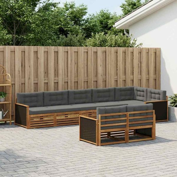 vidaXL Záhradná súprava gaučov s vankúšom 8 pcs Prírodná a antracitová