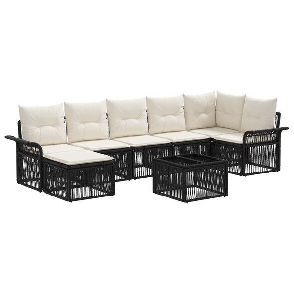 vidaXL Súprava záhradných pohoviek 8 pcs Čierna polyratan