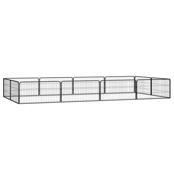 vidaXL Ohrádka pre psov 12 panelov čierna 100x50 cm práškovaná oceľ