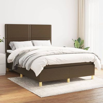 vidaXL Boxspring posteľ s matracom tmavohnedá 140x200 cm látka