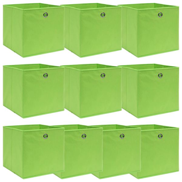 vidaXL Úložné boxy 10 ks, zelené 32x32x32 cm, látka