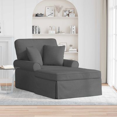 vidaXL Pufa s sukňou s vankúšom s vankúšom 3 pcs Tmavo šedá látka