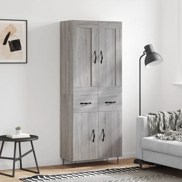 vidaXL Vysoká skrinka sivý dub sonoma 69,5x34x180 cm spracované drevo