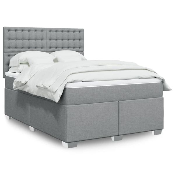 vidaXL Boxspring posteľ s matracom bledosivý 140x190 cm látka