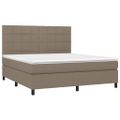 vidaXL Posteľ boxsping s matracom a LED sivohnedá 160x200 cm látka