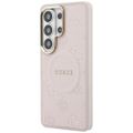 Obal Guess Saffiano Peony Embossed Ring MagSafe pre Samsung Galaxy S26 Ultra ružový