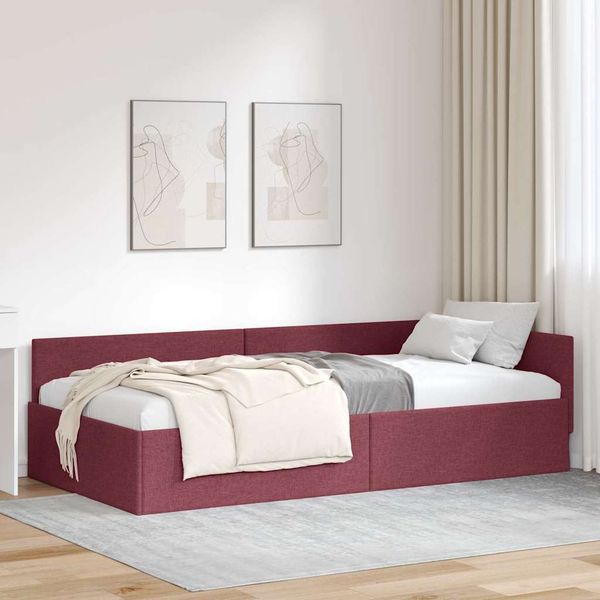 vidaXL Rohový rám postele Víno červené 90 cm x 200 cm látka