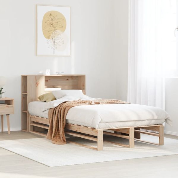 vidaXL Posteľ s knižnicou bez matraca 90x200 cm masívne drevo