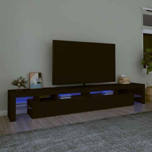 vidaXL TV skrinka s LED svetlami čierna 260x36,5x40 cm