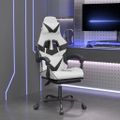 vidaXL Herná stolička s podnožkou biela a čierna umelá koža