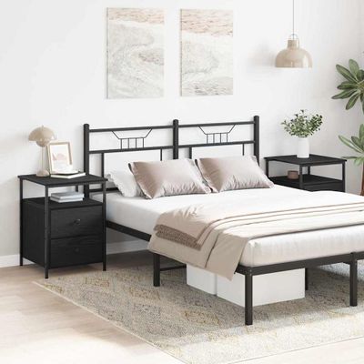 vidaXL Nočný stolík so zásuvkou 2 pcs Čierny dub 34 x 35,5 x 50 cm