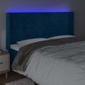 vidaXL Čelo postele s LED tmavomodré 183x16x118/128 cm zamat