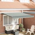 vidaXL Sklopná markíza Zelená a biela 350 x 250 cm Polyester a hliník
