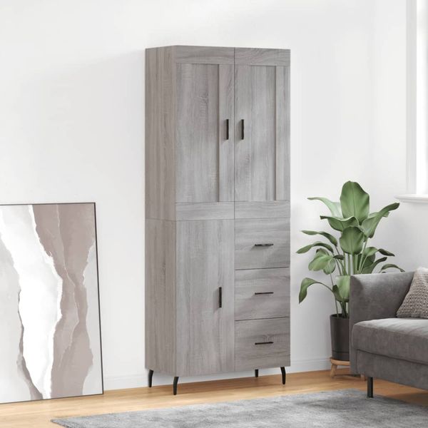 vidaXL Vysoká skrinka sivý dub sonoma 69,5x34x180 cm spracované drevo