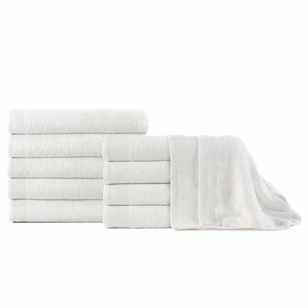 vidaXL Osušky 10 ks, bavlna 350 g/m², 100x150 cm, biele