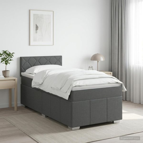 vidaXL Posteľ boxspring s matracom Tmavosivá 100 x 200 cm Látka