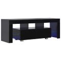 vidaXL TV skrinka s LED svetlami, vysoký lesk, čierna 130x35x45 cm
