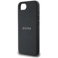 Guess HC MagSafe PU Grained Gold Ring case for iPhone 16e Black