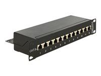 Patch panel 12 portov Cat.6A čierny 10"