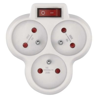 Zásuvka rozbočovací EMOS P0026S, 3× kulatá, bílá