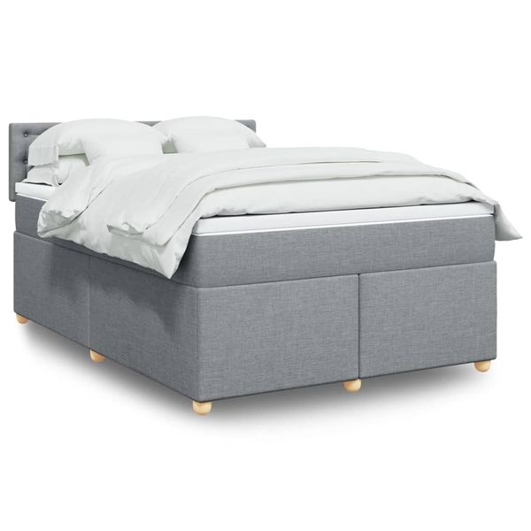 vidaXL Boxspring posteľ s matracom bledosivý 140x190 cm látka