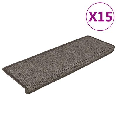 vidaXL Nášľapy na schody vzhľad sisal 15 ks 65x21x4 cm sivé a béžové