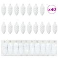 vidaXL Vianočná guľa z ihličia 40 ks Biela 4 x 9 cm Plast