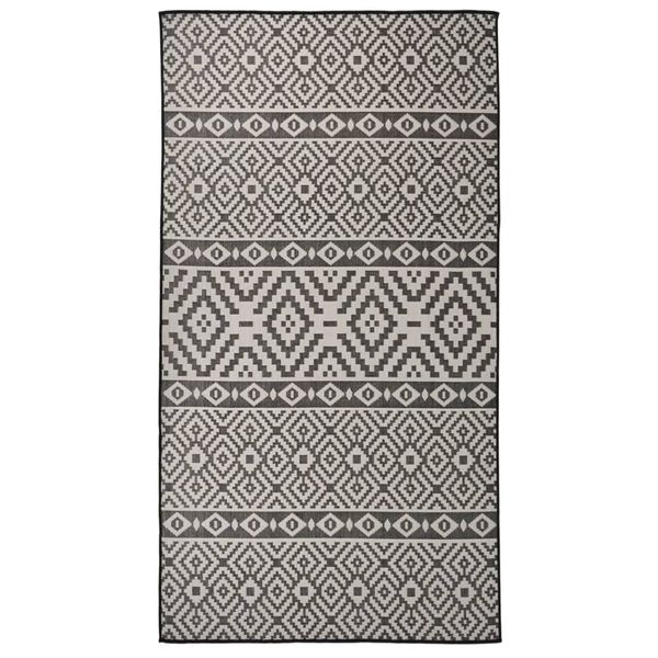 vidaXL Vonkajší koberec s plochým tkaním 80x150 cm čierny pruhovaný