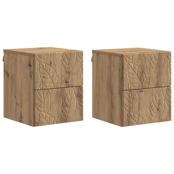 vidaXL Nástenná nočná skrinka 2 pcs Dub artisan 34,5 x 33 x 40 cm
