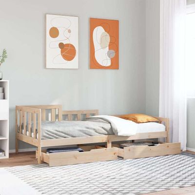 vidaXL Denná posteľ so zásuvkami 90x200 cm masívna borovica