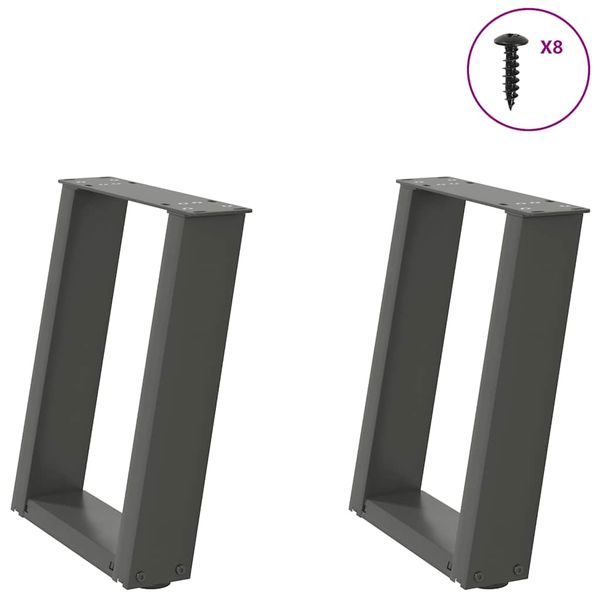 vidaXL Nohy konferenčného stolíka v tvare U, 2 ks, antracitové, 28 x (42-43) cm, oceľ